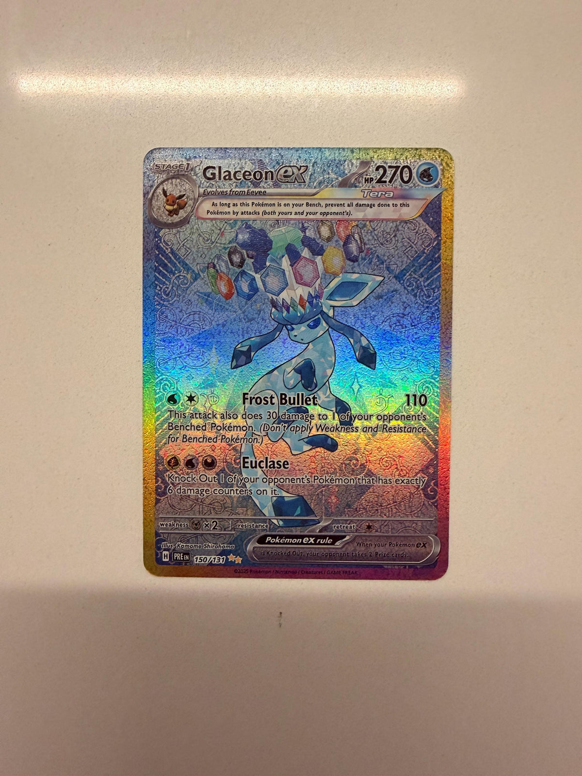Glaceon ex #150 Prismatic Evolutions proxy card, not real novelty