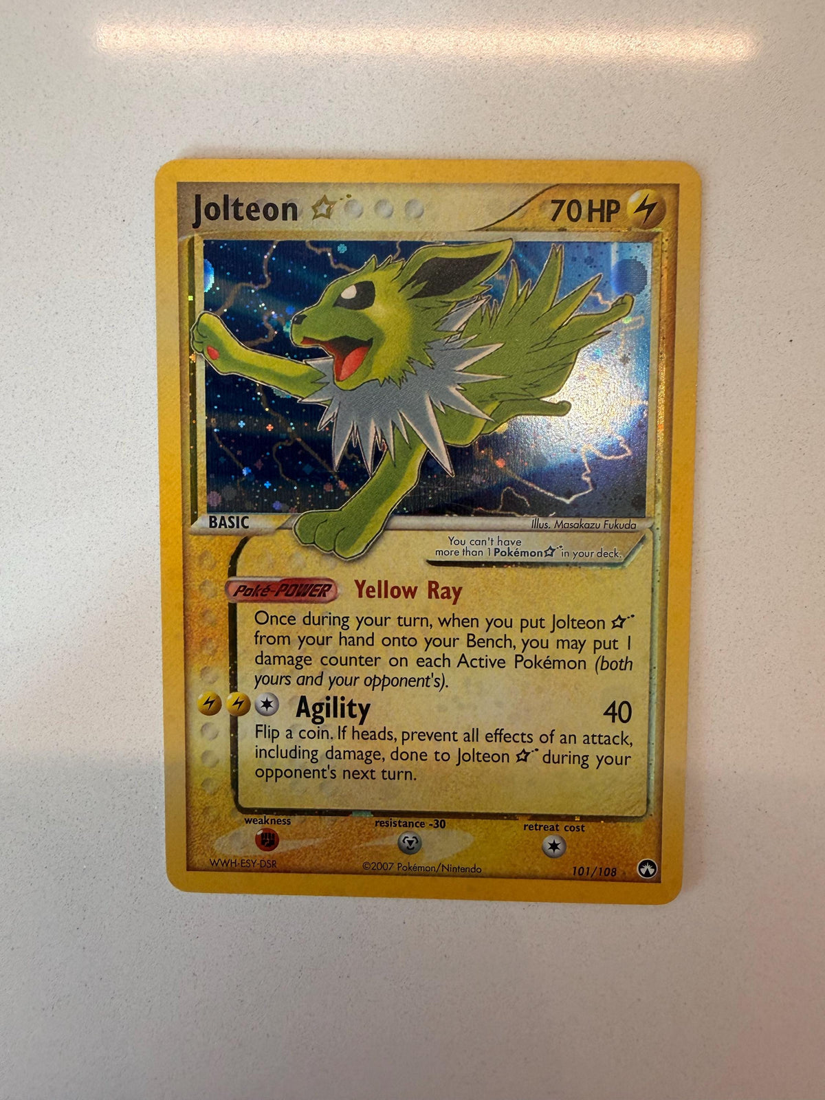 Jolteon Gold Star #101 Power Keepers proxy card, not real novelty