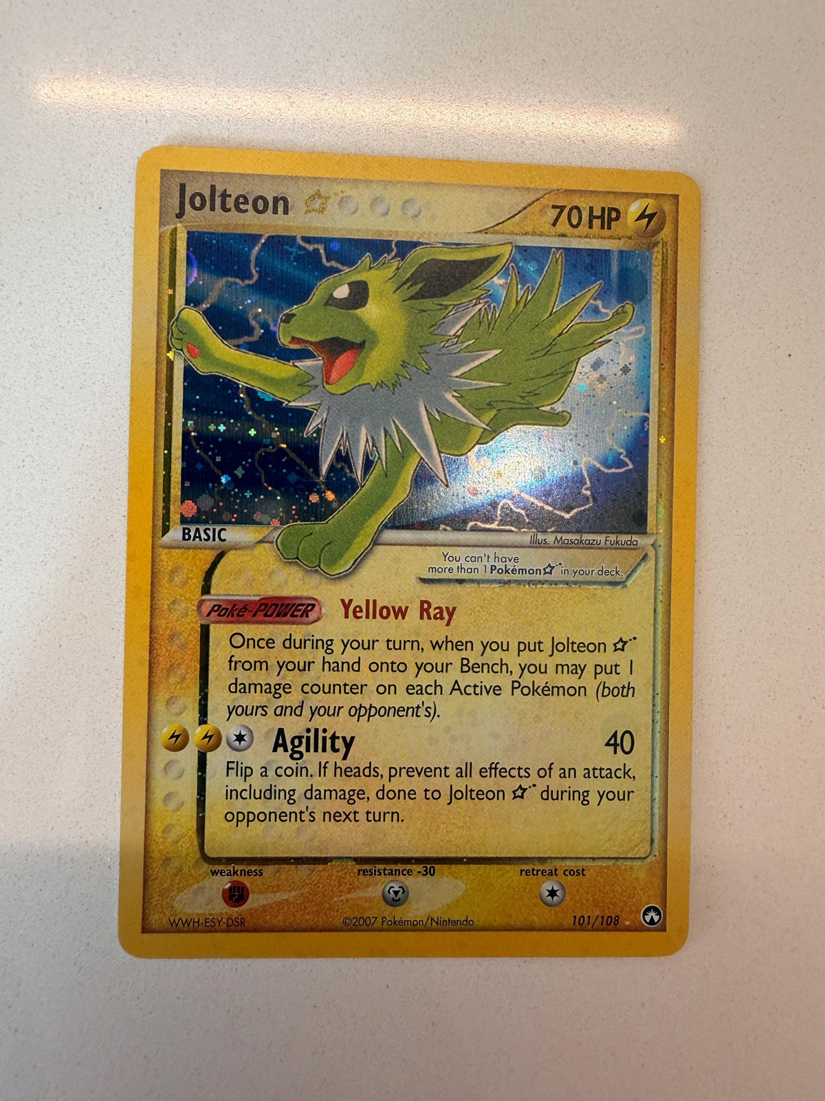 Jolteon Gold Star #101 Power Keepers proxy card, not real novelty