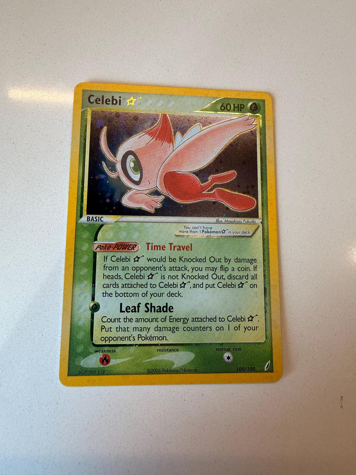 Celebi Gold Star #100 Crystal Guardians proxy card, not real novelty