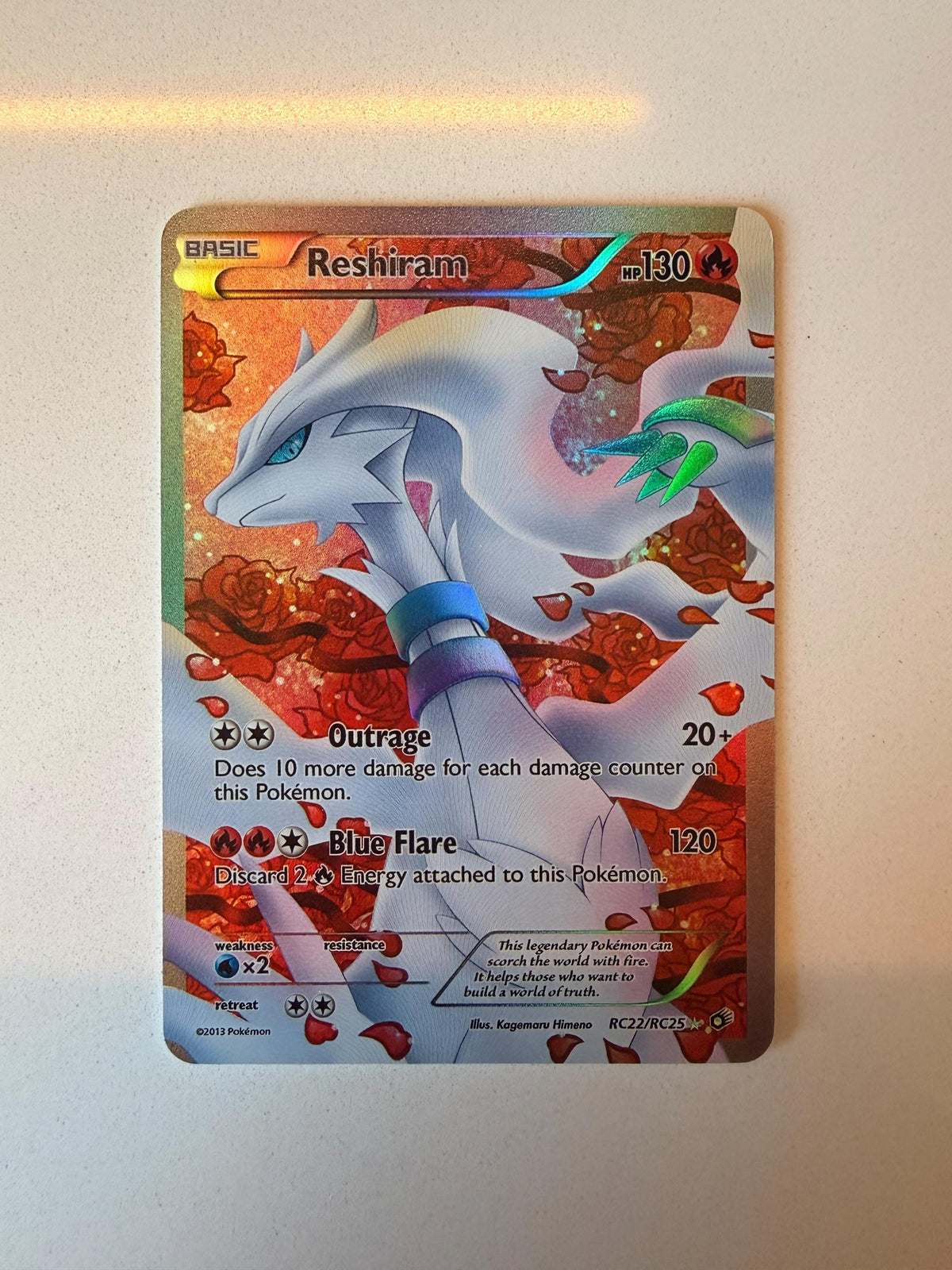 Reshiram #RC22 Legendary Treasures proxy card, not real novelty