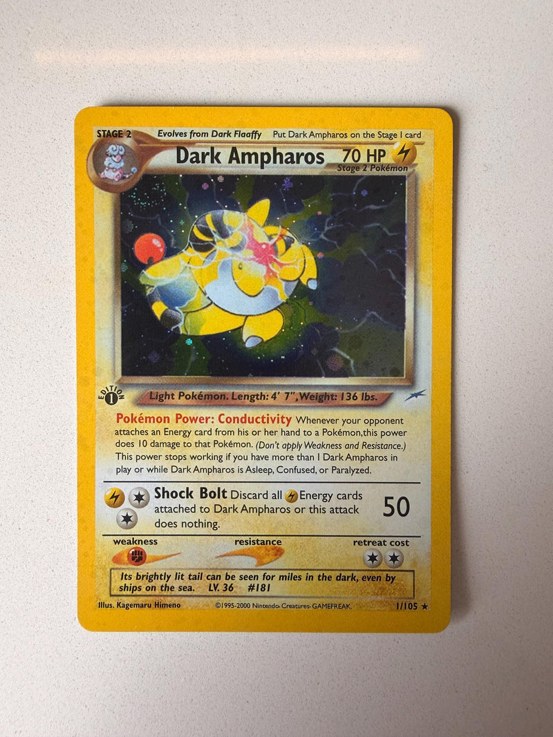 Dark Ampharos #1 Neo Destiny proxy card, not real novelty