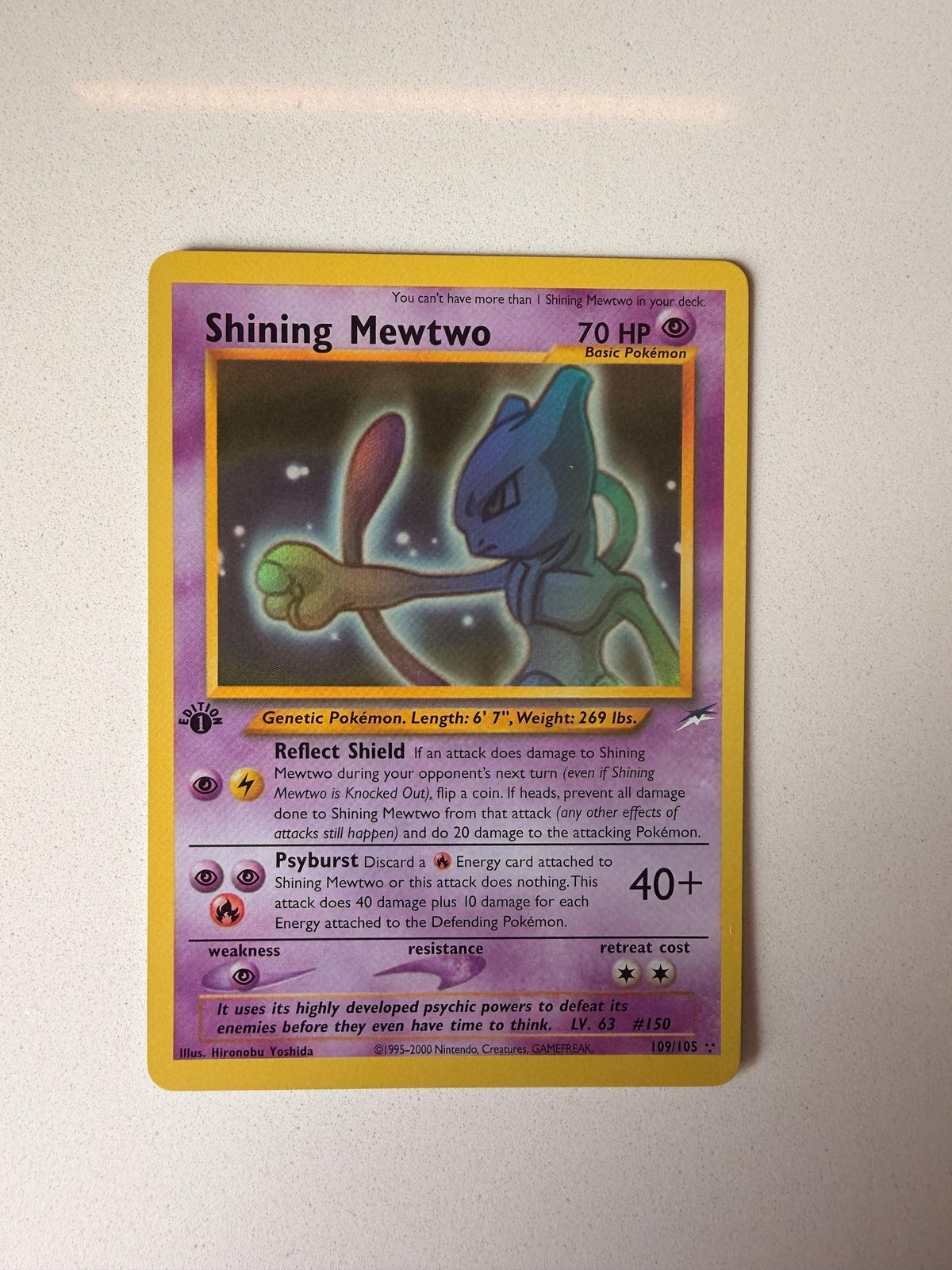 Shining Mewtwo #109 Neo Destiny proxy card, not real novelty