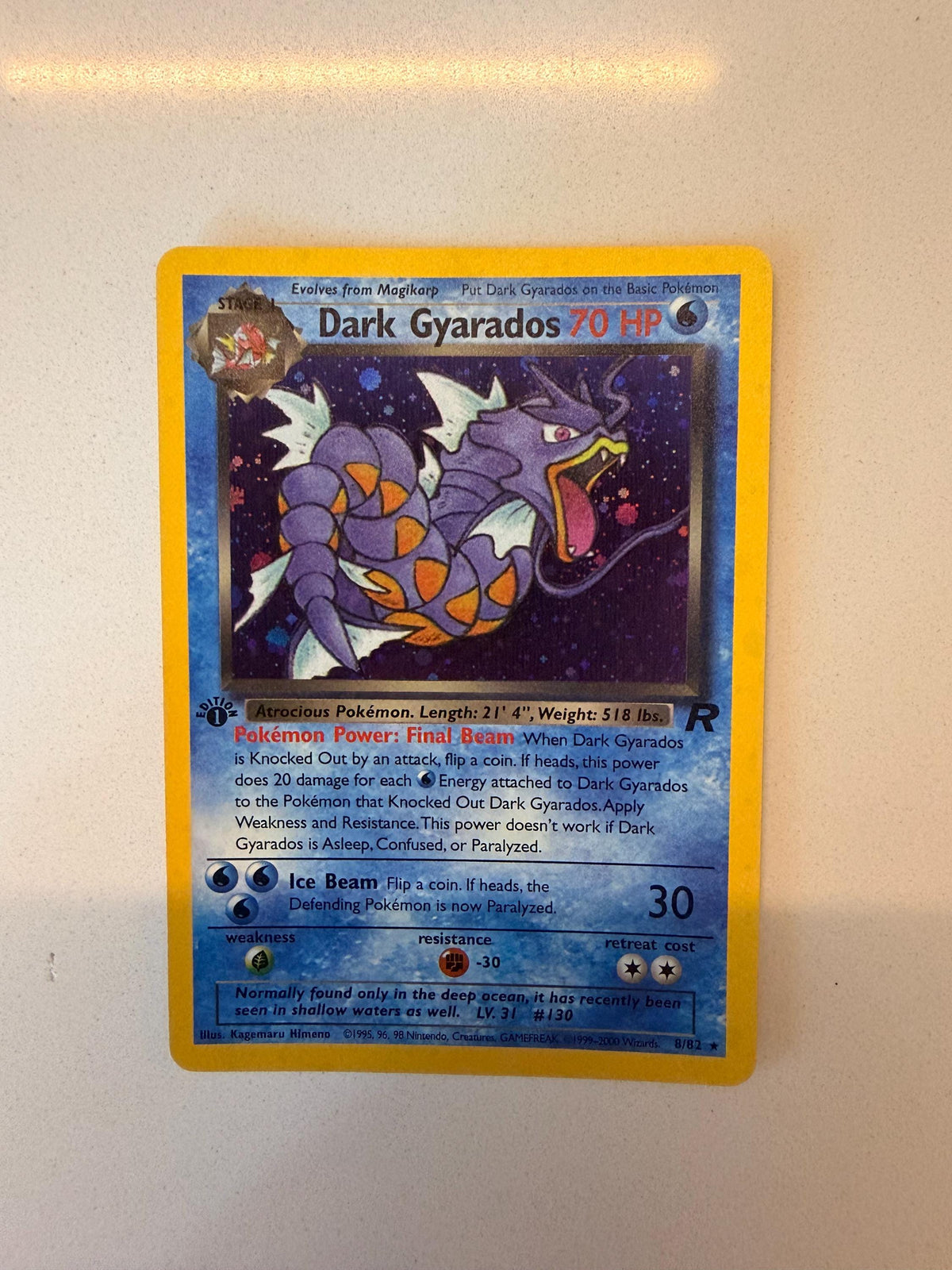 Dark Gyarados #8 Team Rocket proxy card, not real novelty