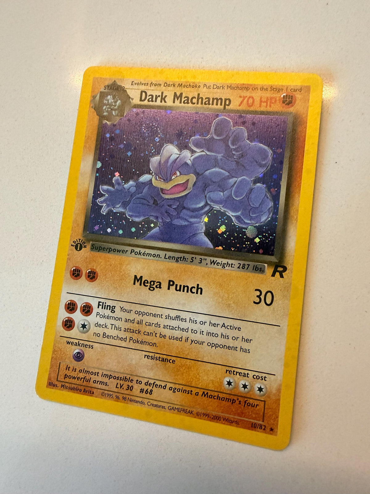 Dark Machamp #10 Team Rocket proxy card, not real novelty