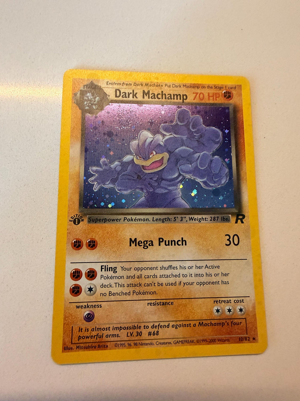 Dark Machamp #10 Team Rocket proxy card, not real novelty