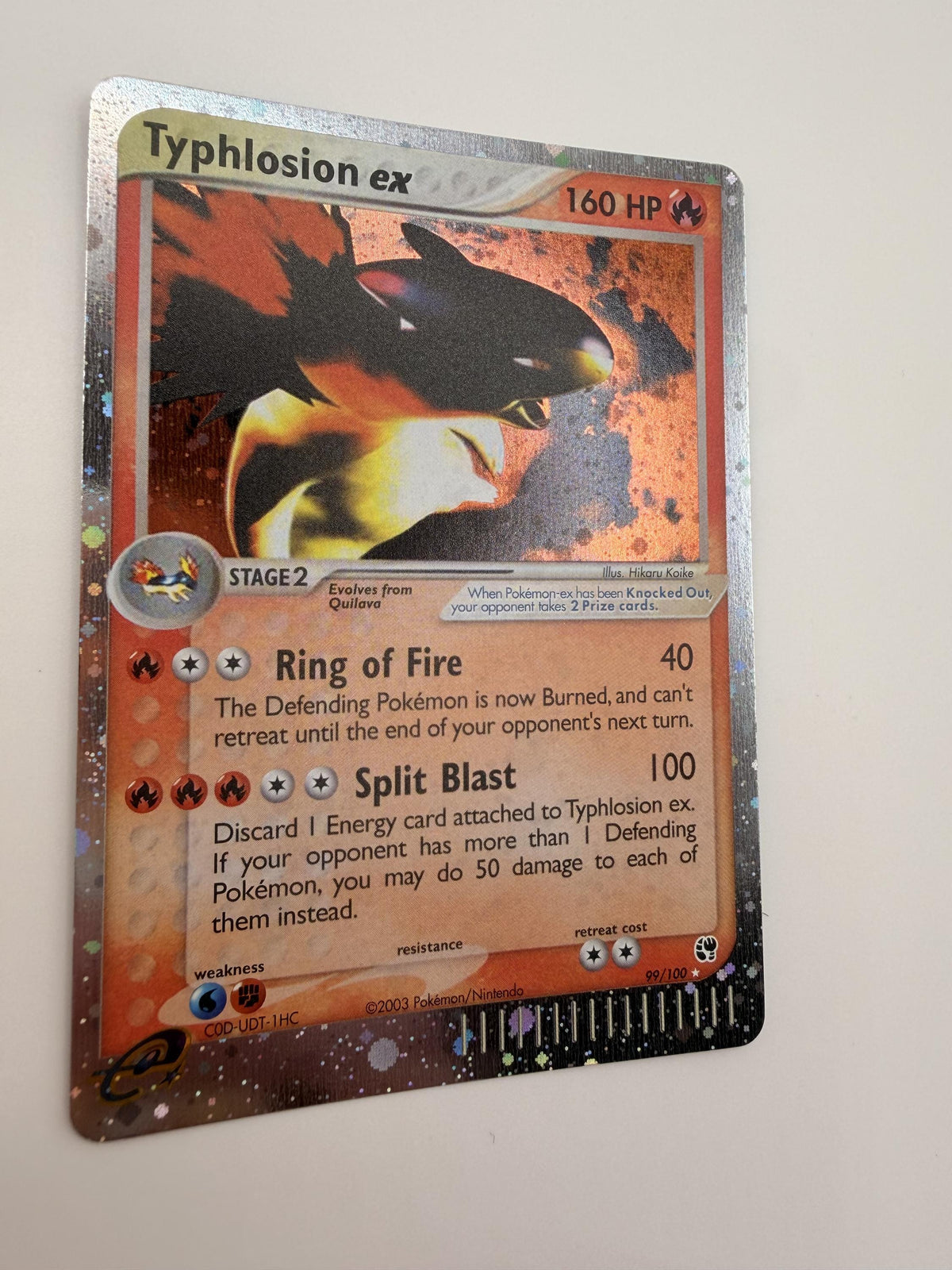 Typhlosion EX #99 Sandstorm proxy card, not real novelty
