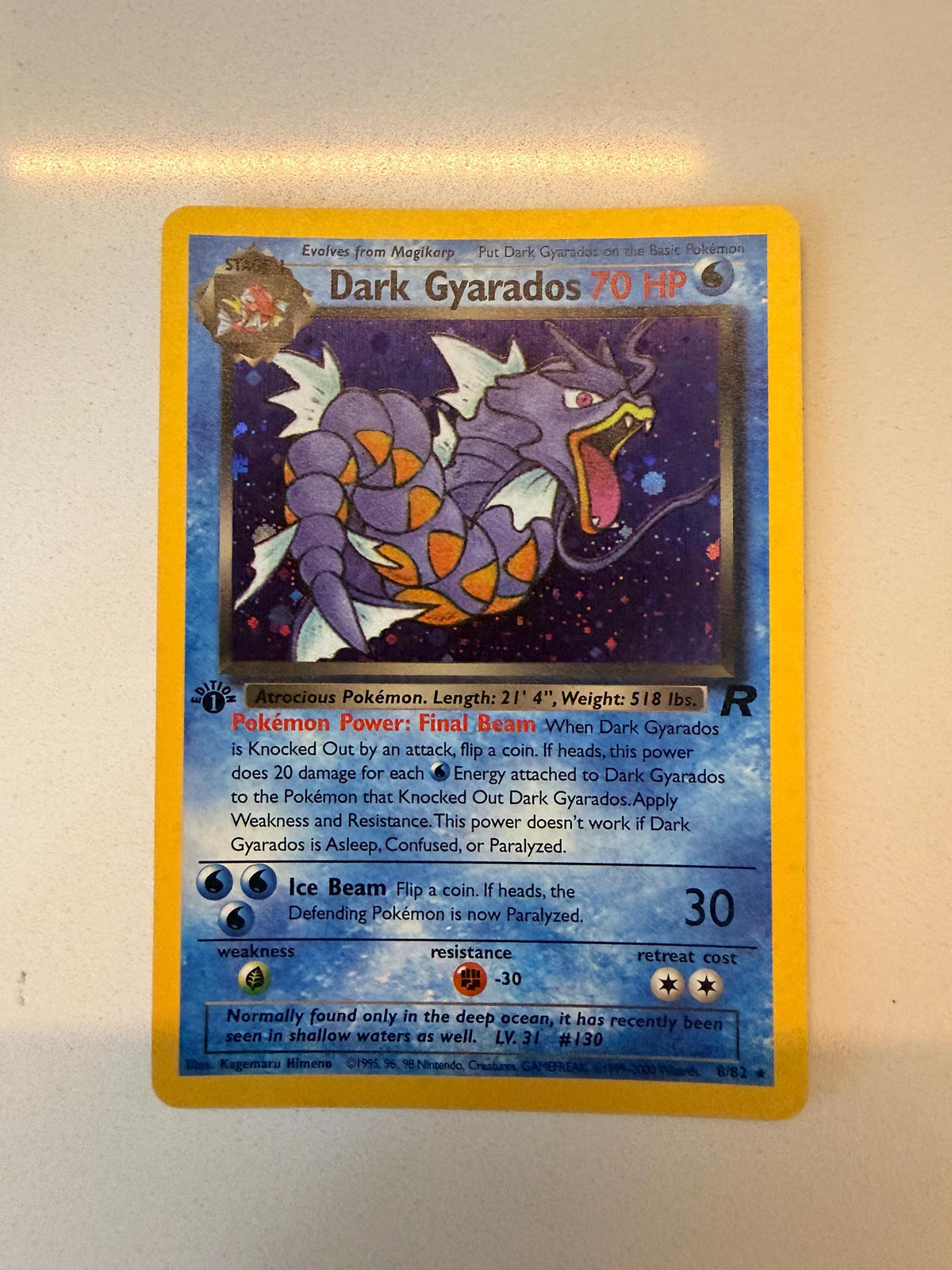Dark Gyarados #8 Team Rocket proxy card, not real novelty