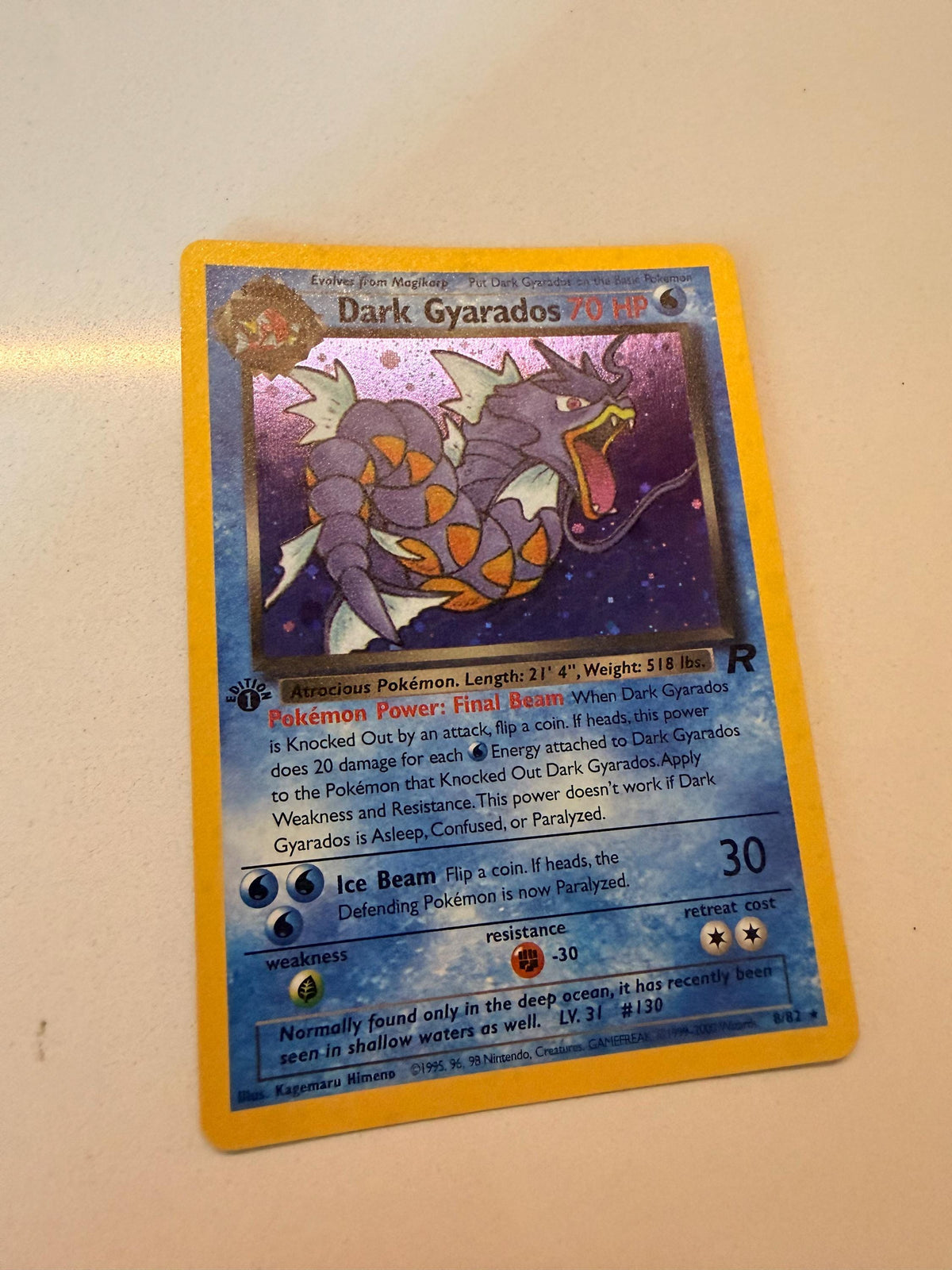 Dark Gyarados #8 Team Rocket proxy card, not real novelty