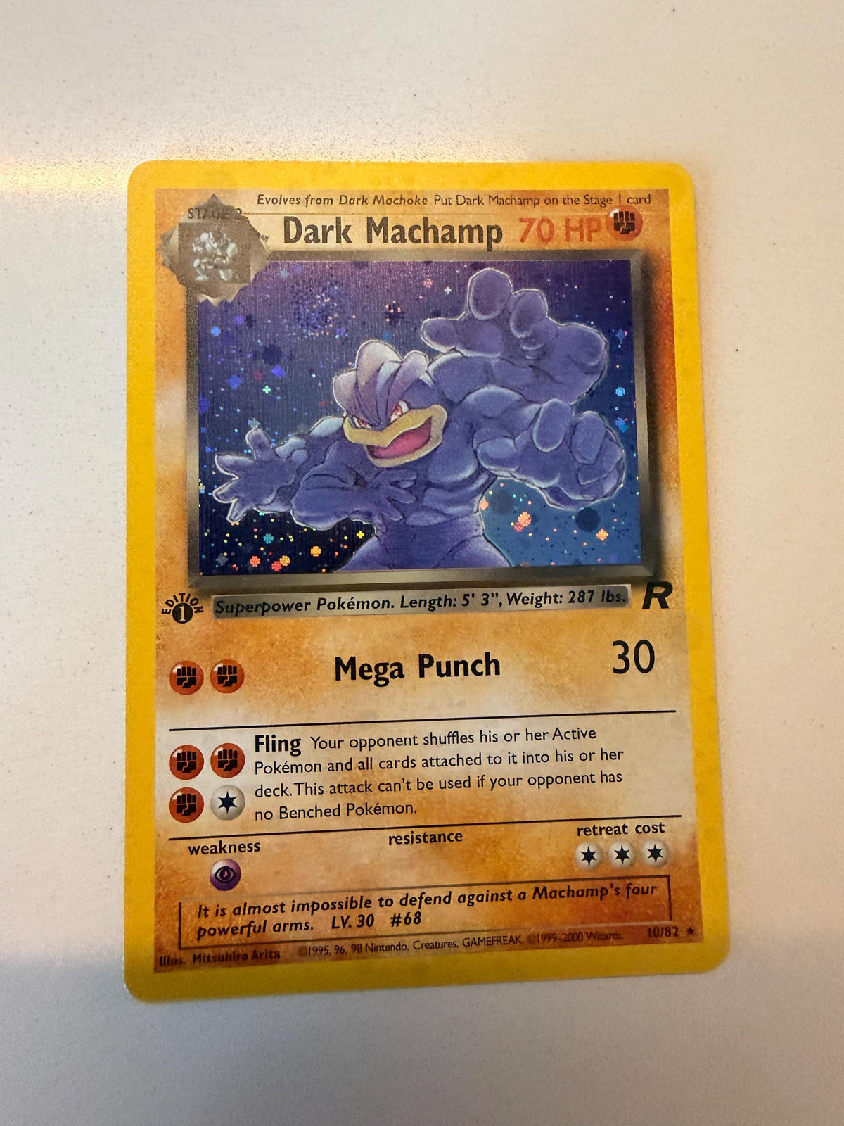 Dark Machamp #10 Team Rocket proxy card, not real novelty