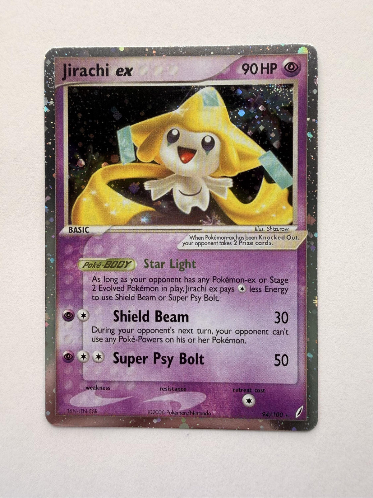Jirachi EX #94 Crystal Guardians proxy card, not real novelty