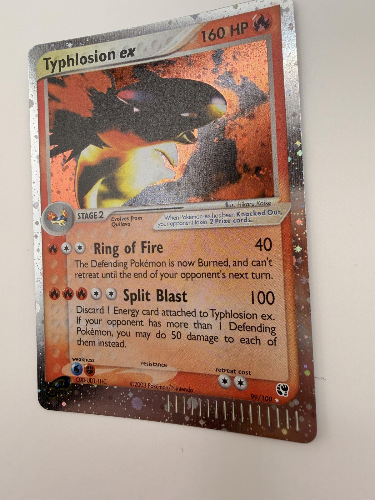 Typhlosion EX #99 Sandstorm proxy card, not real novelty
