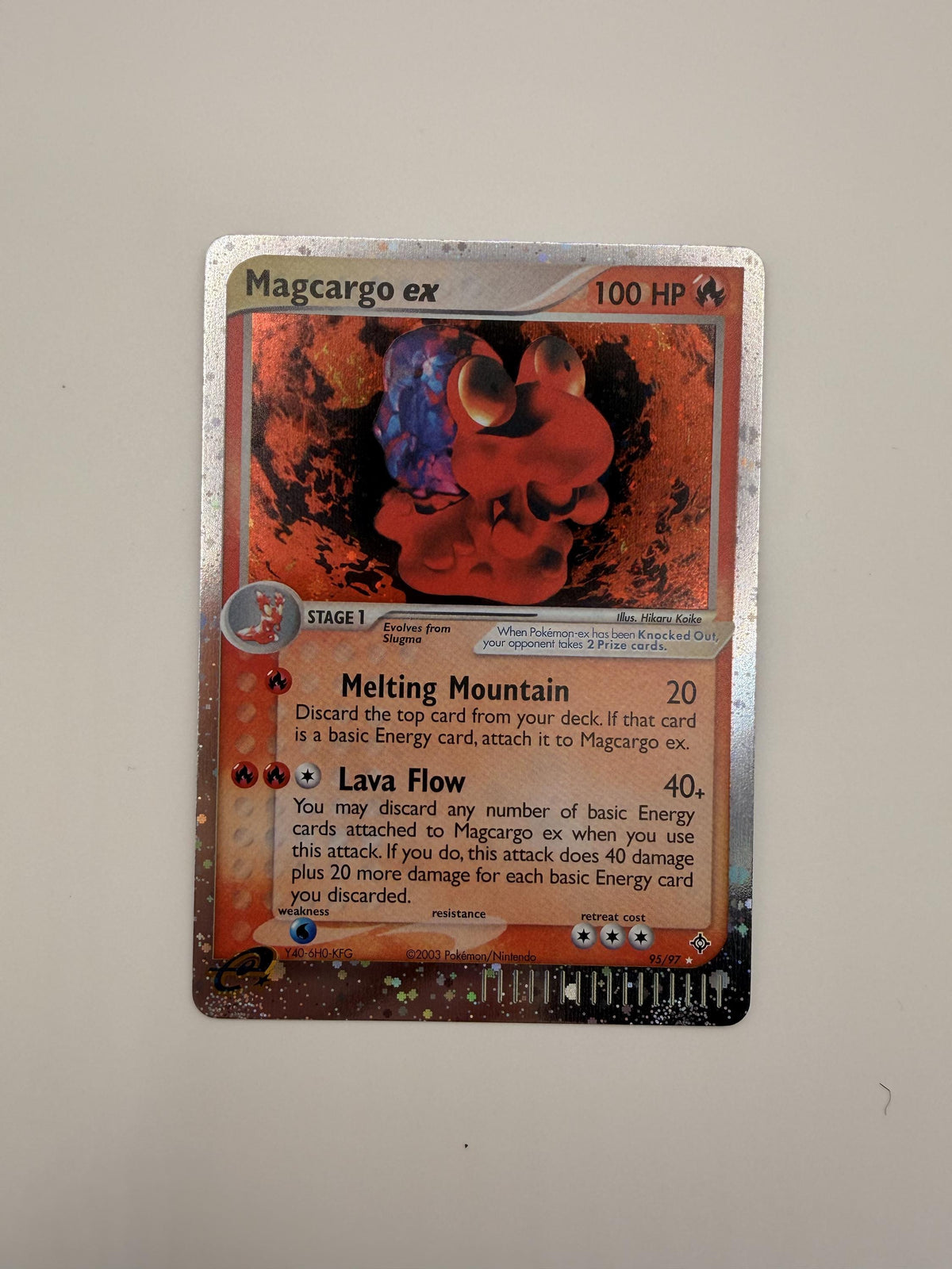 Magcargo EX #95 Dragon proxy card, not real novelty