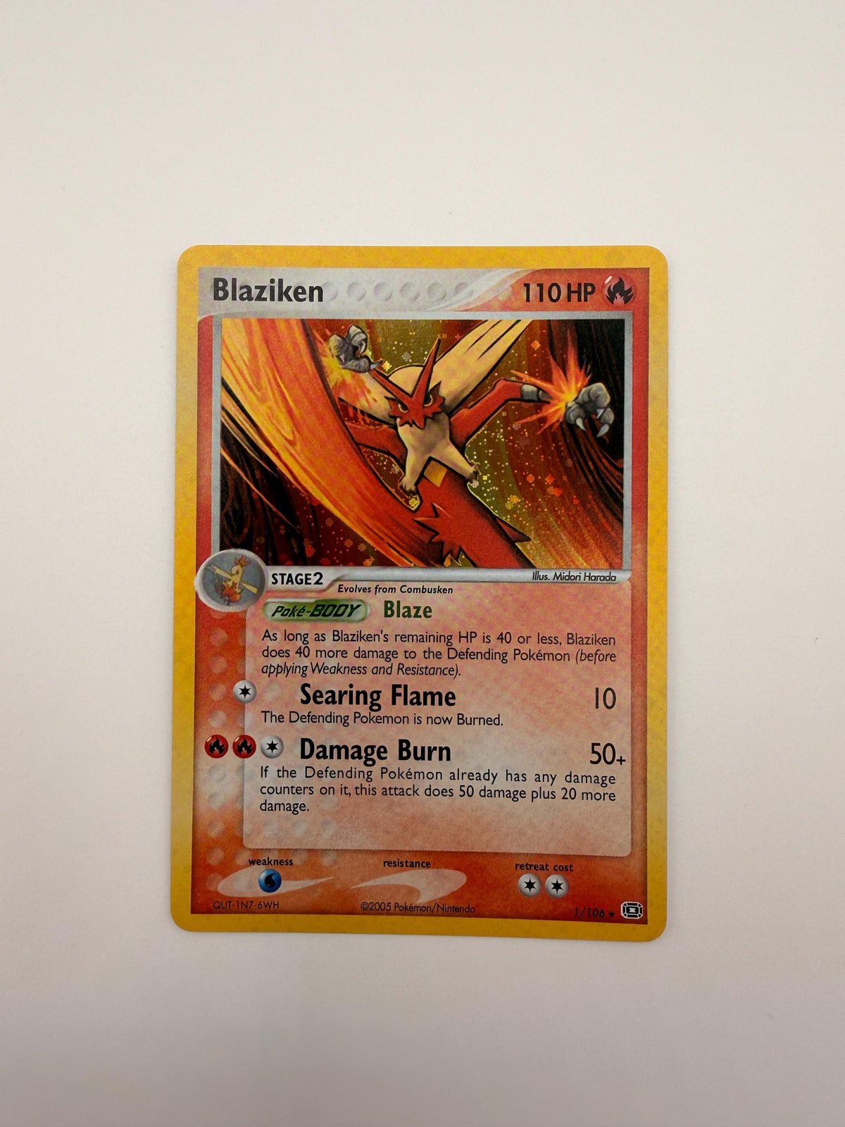 Blaziken #1 Emerald proxy card, not real novelty