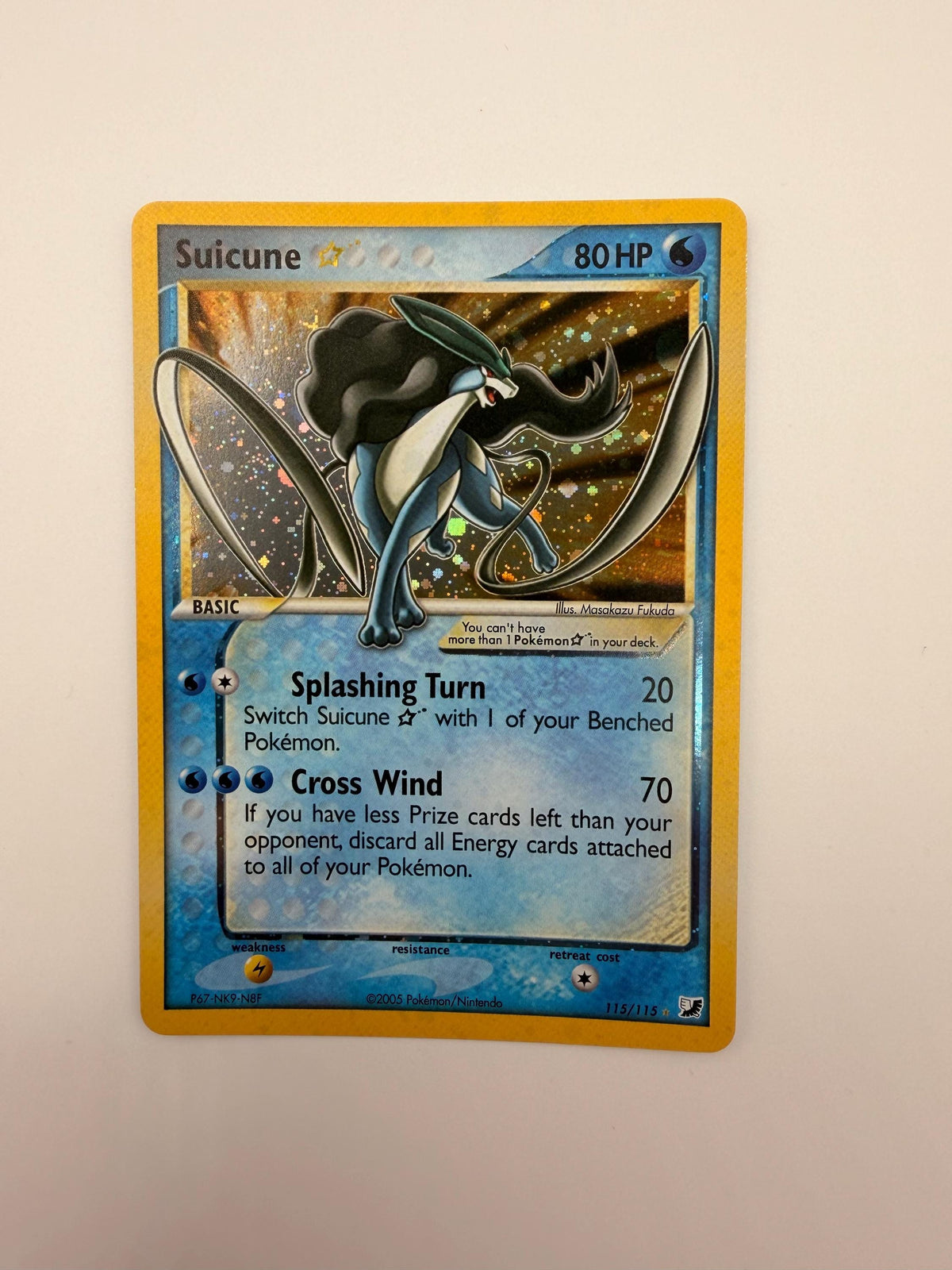 Suicune Gold Star #115 Unseen Forces proxy card, not real novelty