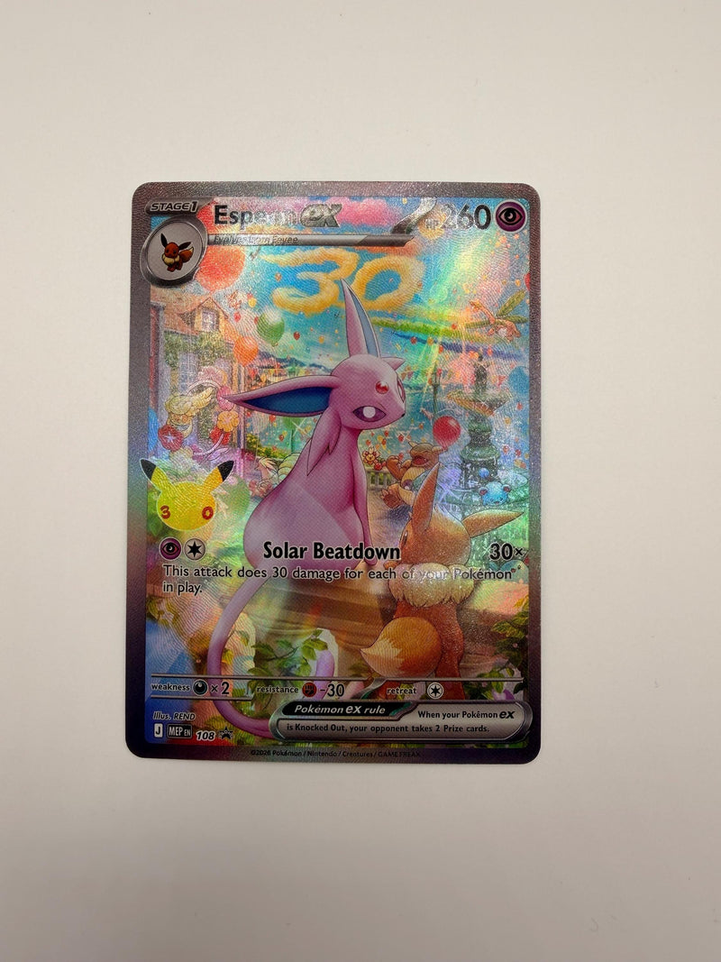 Espeon ex # 30th Celebration Mega Evolution Promo proxy card, not real novelty