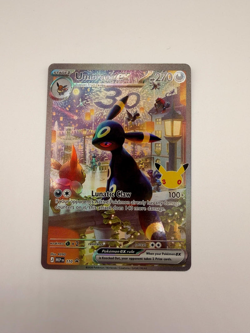 Umbreon ex # 30th Celebration Mega Evolution Promo proxy card, not real novelty