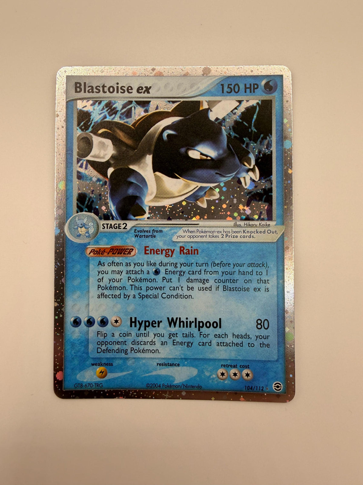 Blastoise EX #104 Fire Red & Leaf Green proxy card, not real novelty