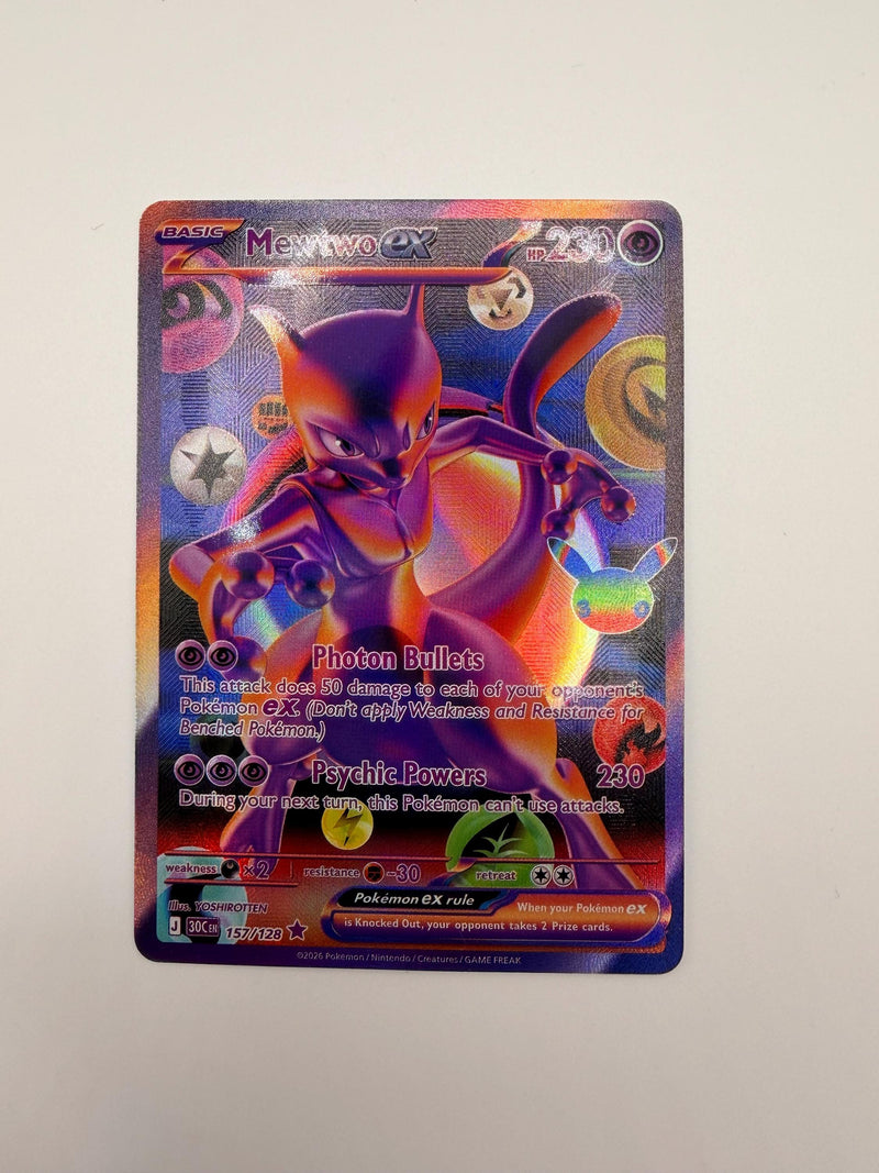 Mewtwo ex #157 30th Celebration proxy card, not real novelty