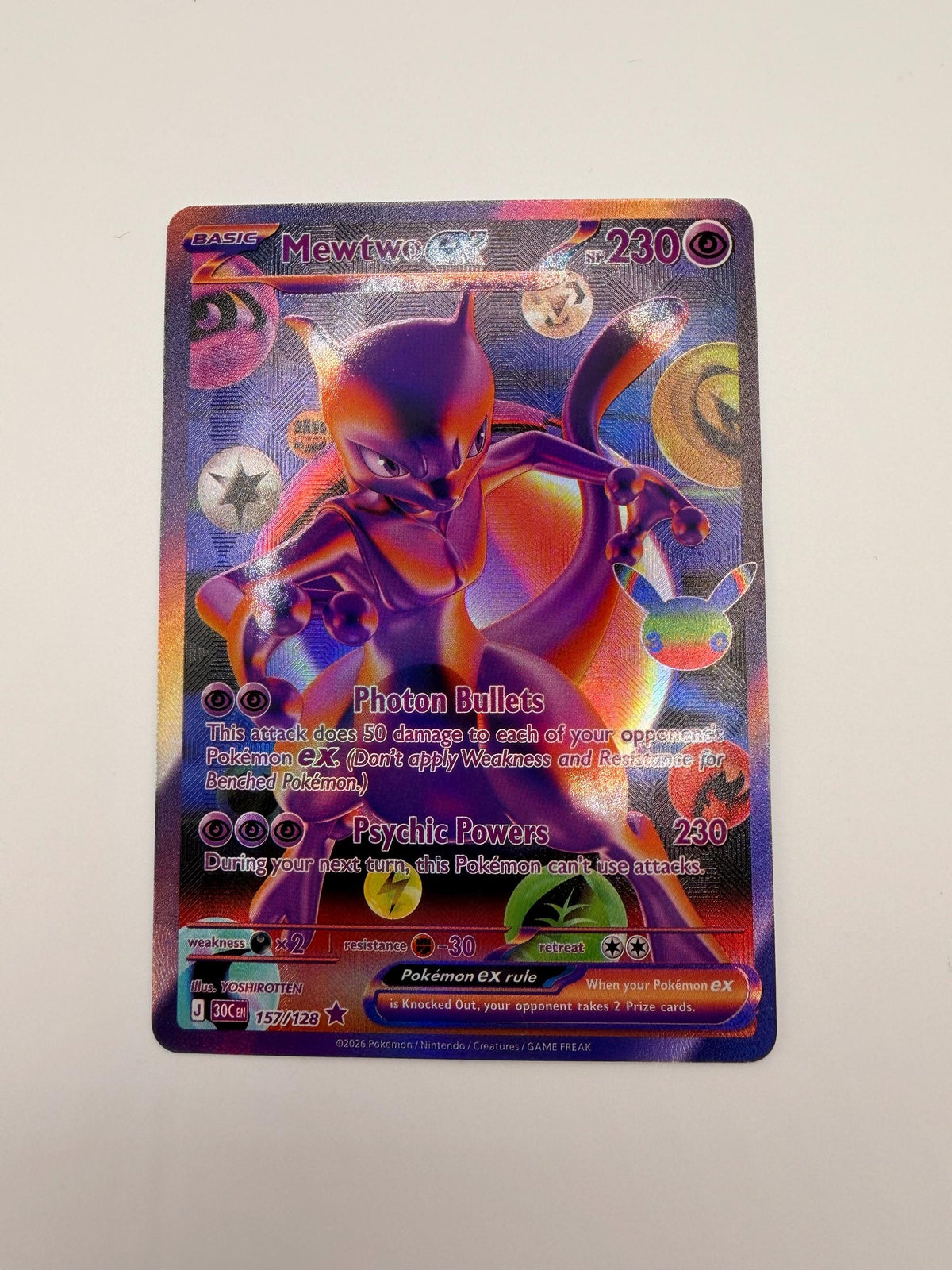 Mewtwo ex #157 30th Celebration proxy card, not real novelty
